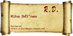 Riha Dénes névjegykártya