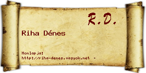 Riha Dénes névjegykártya
